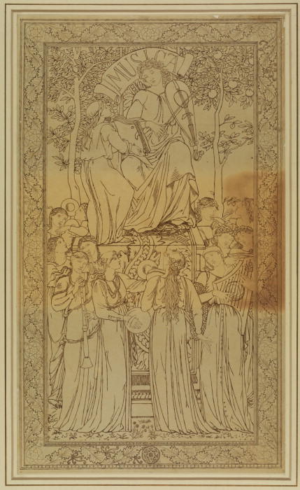Wikoo.org - موسوعة الفنون الجميلة - اللوحة، العمل الفني Edward Coley Burne-Jones - Allegory of Music, with a decorative border