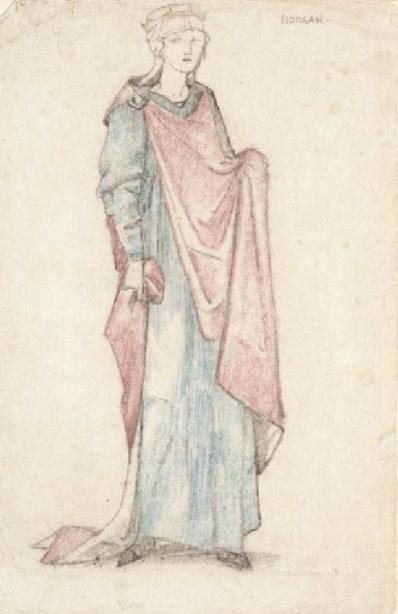 Wikoo.org - موسوعة الفنون الجميلة - اللوحة، العمل الفني Edward Coley Burne-Jones - Costume design for Morgan le Fay in J.Comyns Carr's play 'King Arthur'
