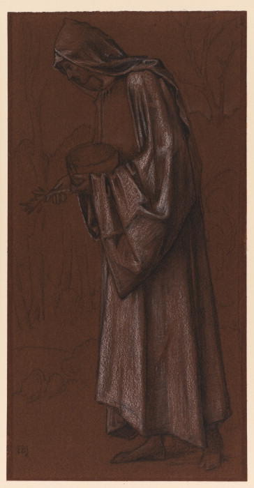 Wikioo.org - The Encyclopedia of Fine Arts - Painting, Artwork by Edward Coley Burne-Jones - Draped male figure - study for a King in 'Star of Bethlehem'