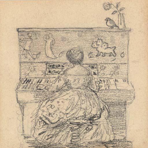 Wikoo.org - موسوعة الفنون الجميلة - اللوحة، العمل الفني Edward Coley Burne-Jones - Georgiana Burne-Jones at the piano