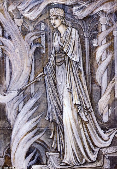 WikiOO.org - Encyclopedia of Fine Arts - Maleri, Artwork Edward Coley Burne-Jones - Gudrun Setting Fire to Atli's Palace