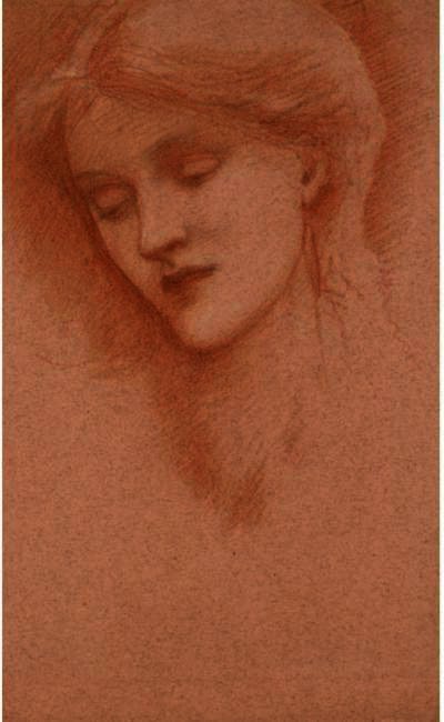 WikiOO.org - Енциклопедия за изящни изкуства - Живопис, Произведения на изкуството Edward Coley Burne-Jones - Head Of A Girl, Reputedly The Artist's Daughter Margaret
