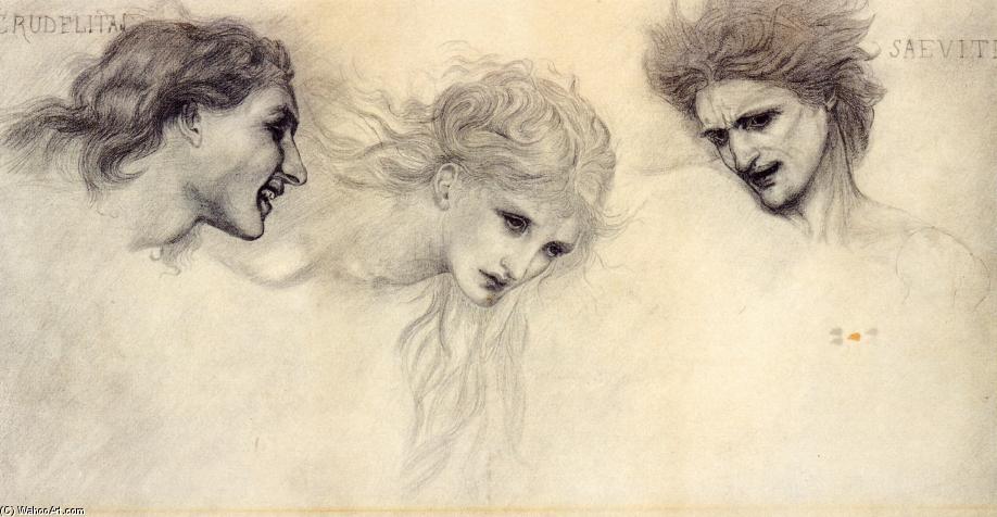 Wikioo.org - The Encyclopedia of Fine Arts - Painting, Artwork by Edward Coley Burne-Jones - Head Study for 'The Masque of Cupid'