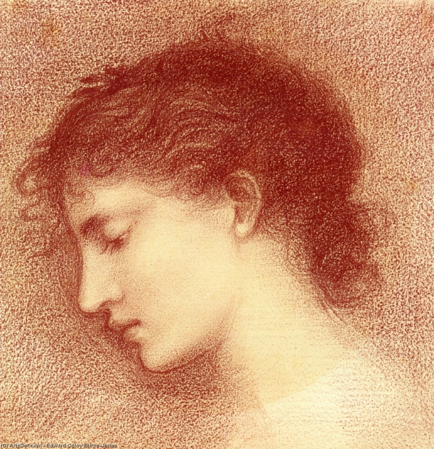WikiOO.org - Encyclopedia of Fine Arts - Maleri, Artwork Edward Coley Burne-Jones - Head-Study of Maria Zambaco, probably for 'The Wine of Circe'