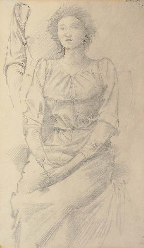 WikiOO.org - Enciklopedija dailės - Tapyba, meno kuriniai Edward Coley Burne-Jones - Portrait of Baronne Madeleine Deslandes, three-quarter-length