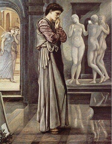 Wikoo.org - موسوعة الفنون الجميلة - اللوحة، العمل الفني Edward Coley Burne-Jones - Pygmalion and the Image I. The Heart Desires