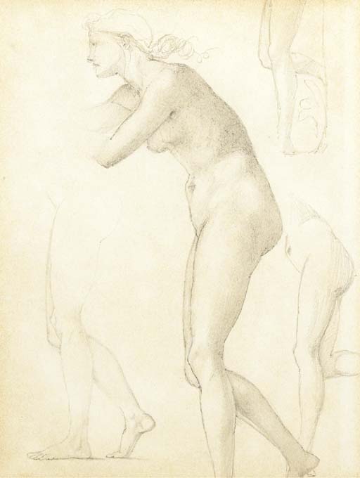 WikiOO.org - Encyclopedia of Fine Arts - Malba, Artwork Edward Coley Burne-Jones - Study for the figure of Galatea in The Godhead Fires,