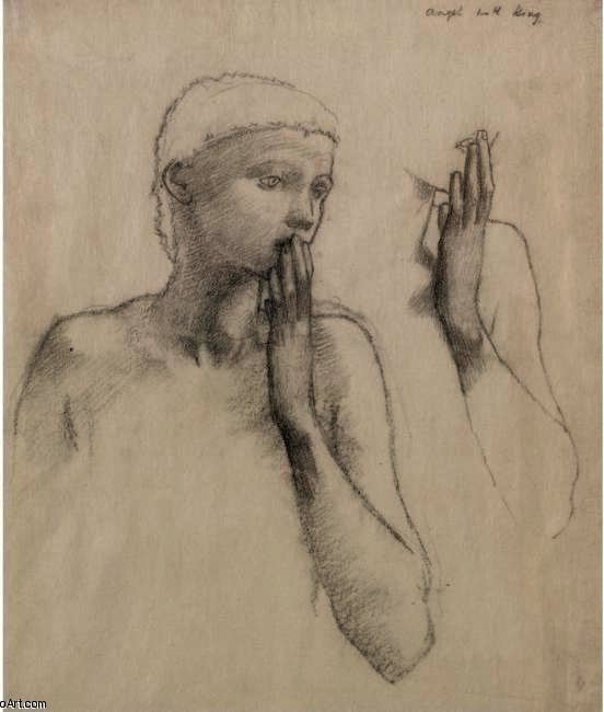 Wikioo.org - The Encyclopedia of Fine Arts - Painting, Artwork by Edward Coley Burne-Jones - Study Of A Figure With Raised Hand