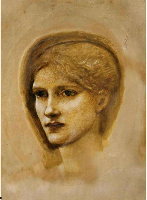 WikiOO.org - Encyclopedia of Fine Arts - Maleri, Artwork Edward Coley Burne-Jones - Study Of A Girl's Head 1