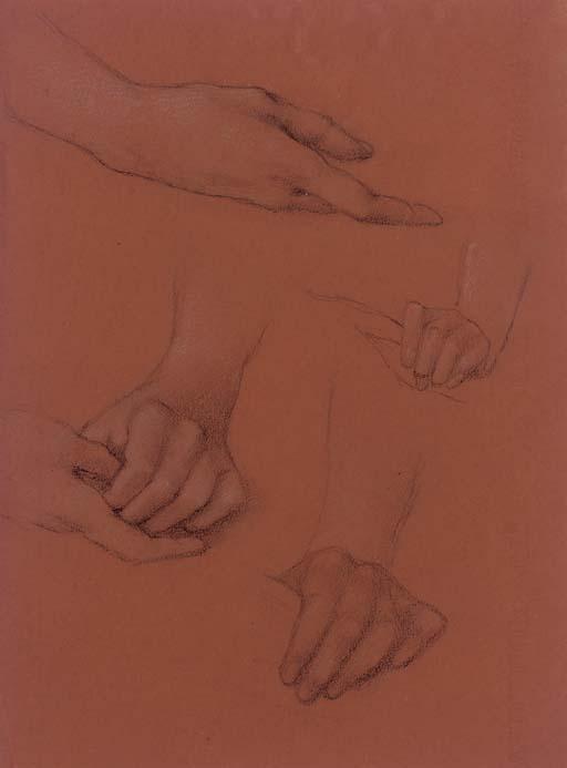 Wikioo.org - The Encyclopedia of Fine Arts - Painting, Artwork by Edward Coley Burne-Jones - Study of hands for the portrait of Amy Gaskell