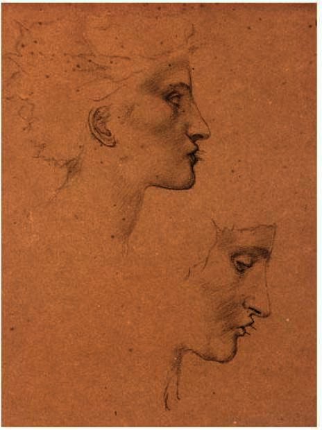 Wikoo.org - موسوعة الفنون الجميلة - اللوحة، العمل الفني Edward Coley Burne-Jones - Two Head Studies