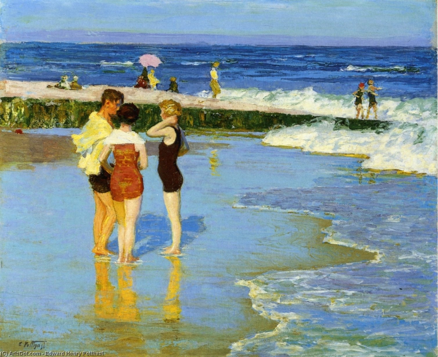 WikiOO.org - دایره المعارف هنرهای زیبا - نقاشی، آثار هنری Edward Henry Potthast - At Rockaway Beach