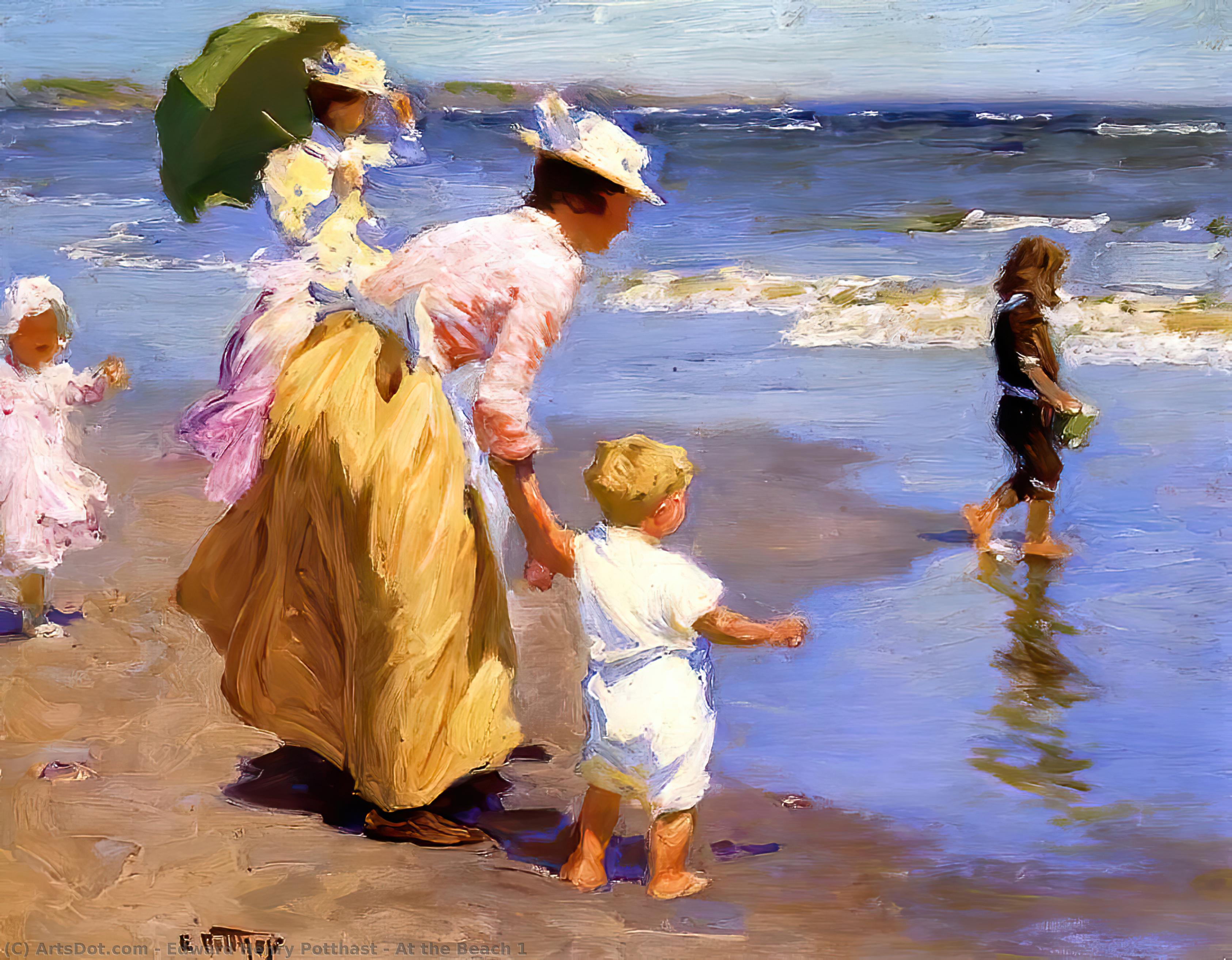 Wikioo.org - The Encyclopedia of Fine Arts - Painting, Artwork by Edward Henry Potthast - At the Beach 1