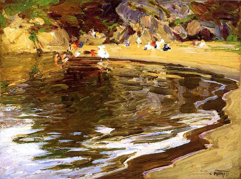 Wikioo.org - สารานุกรมวิจิตรศิลป์ - จิตรกรรม Edward Henry Potthast - Bathers in a Cove