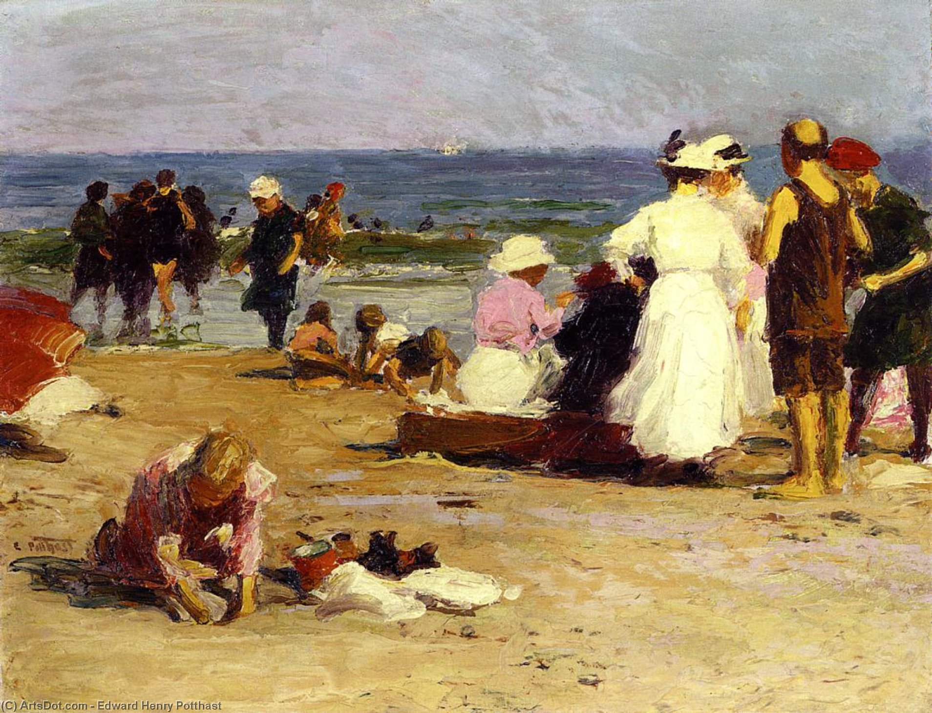 Wikioo.org - The Encyclopedia of Fine Arts - Painting, Artwork by Edward Henry Potthast - Bathers in the Surf