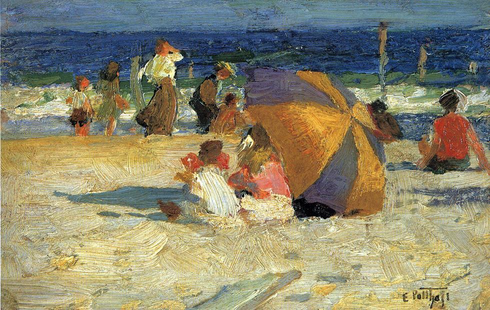 Wikioo.org - The Encyclopedia of Fine Arts - Painting, Artwork by Edward Henry Potthast - Beach Umbrella