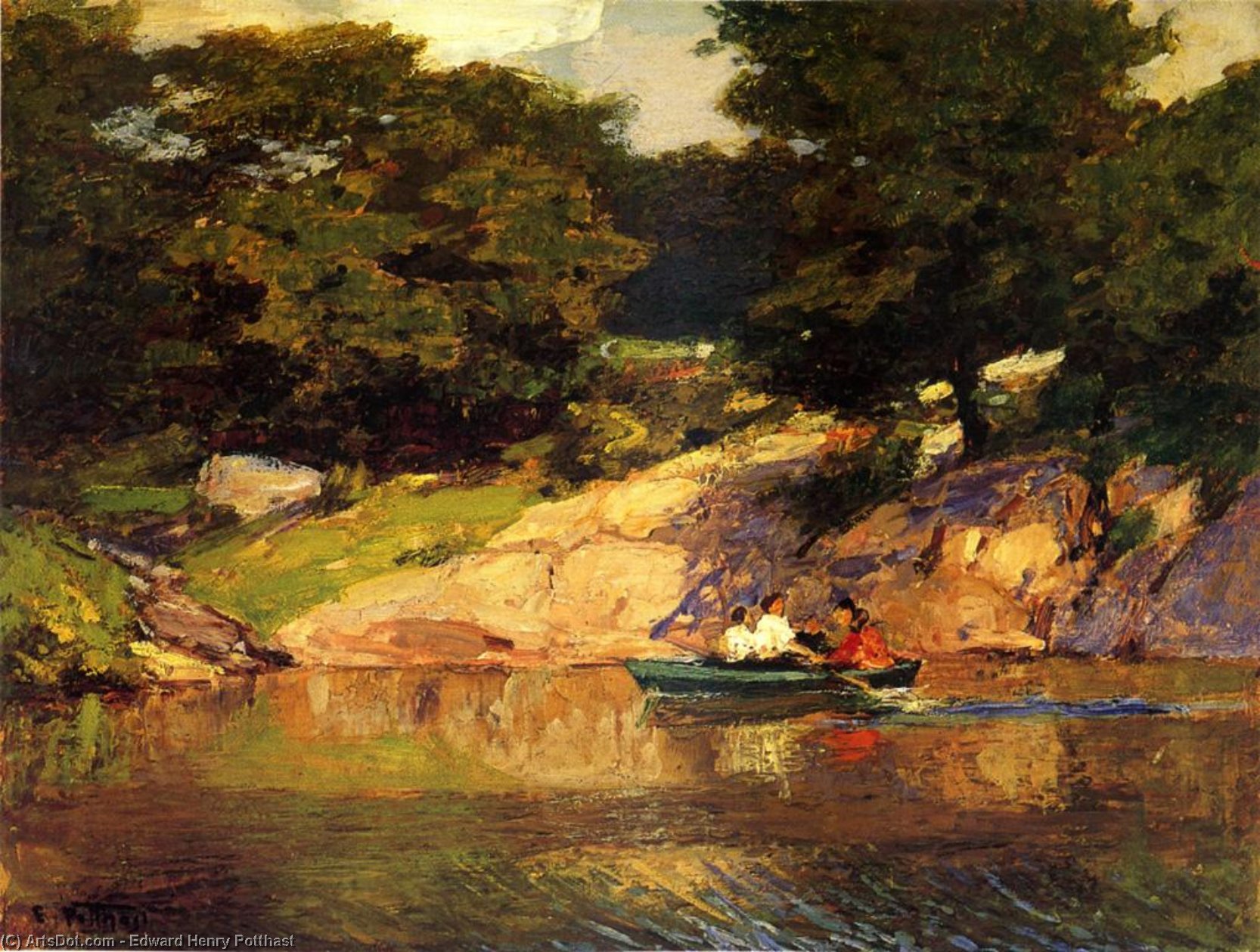 WikiOO.org - Güzel Sanatlar Ansiklopedisi - Resim, Resimler Edward Henry Potthast - Boating in Central Parkk