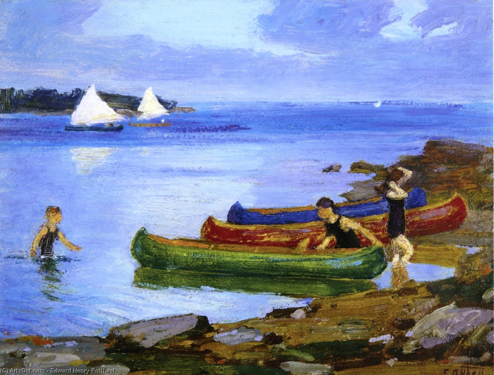 WikiOO.org - אנציקלופדיה לאמנויות יפות - ציור, יצירות אמנות Edward Henry Potthast - Canoeing