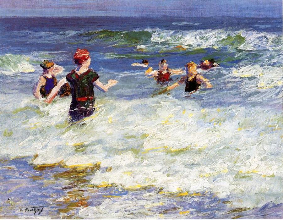 Wikioo.org - สารานุกรมวิจิตรศิลป์ - จิตรกรรม Edward Henry Potthast - In the Surf 2