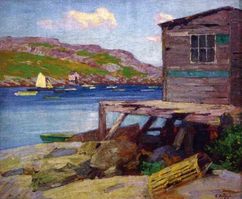 Wikioo.org - The Encyclopedia of Fine Arts - Painting, Artwork by Edward Henry Potthast - Lobster Shacks, Monhegan Island