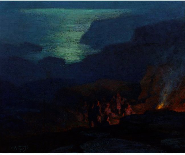 WikiOO.org - دایره المعارف هنرهای زیبا - نقاشی، آثار هنری Edward Henry Potthast - Moonlight Campers