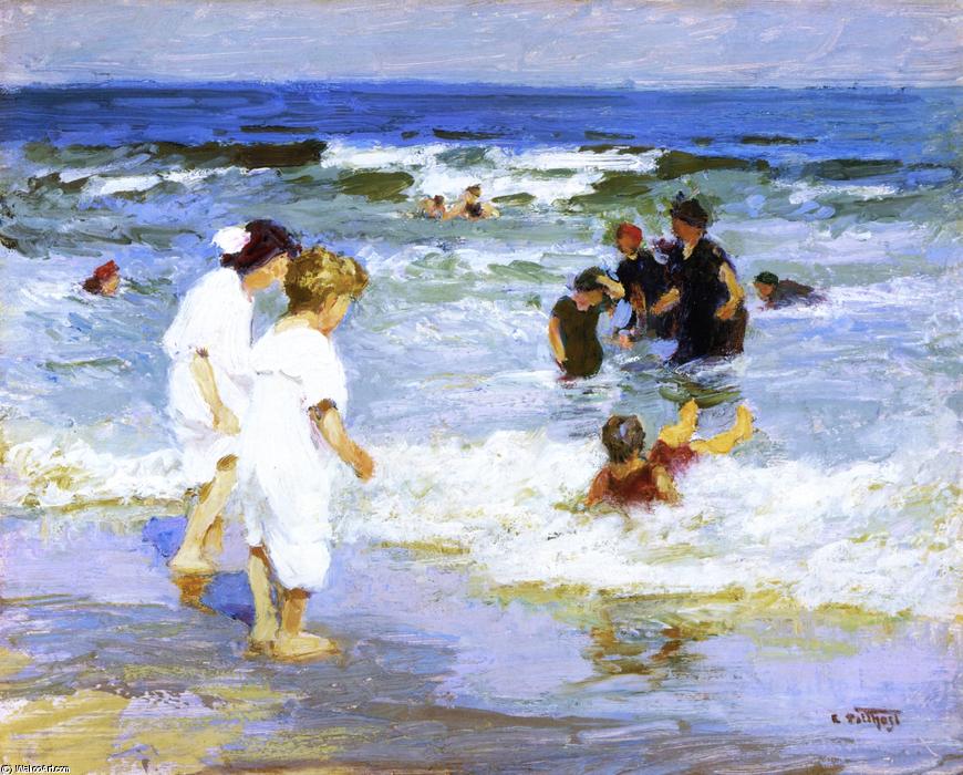 Wikioo.org - สารานุกรมวิจิตรศิลป์ - จิตรกรรม Edward Henry Potthast - Playing in the Water