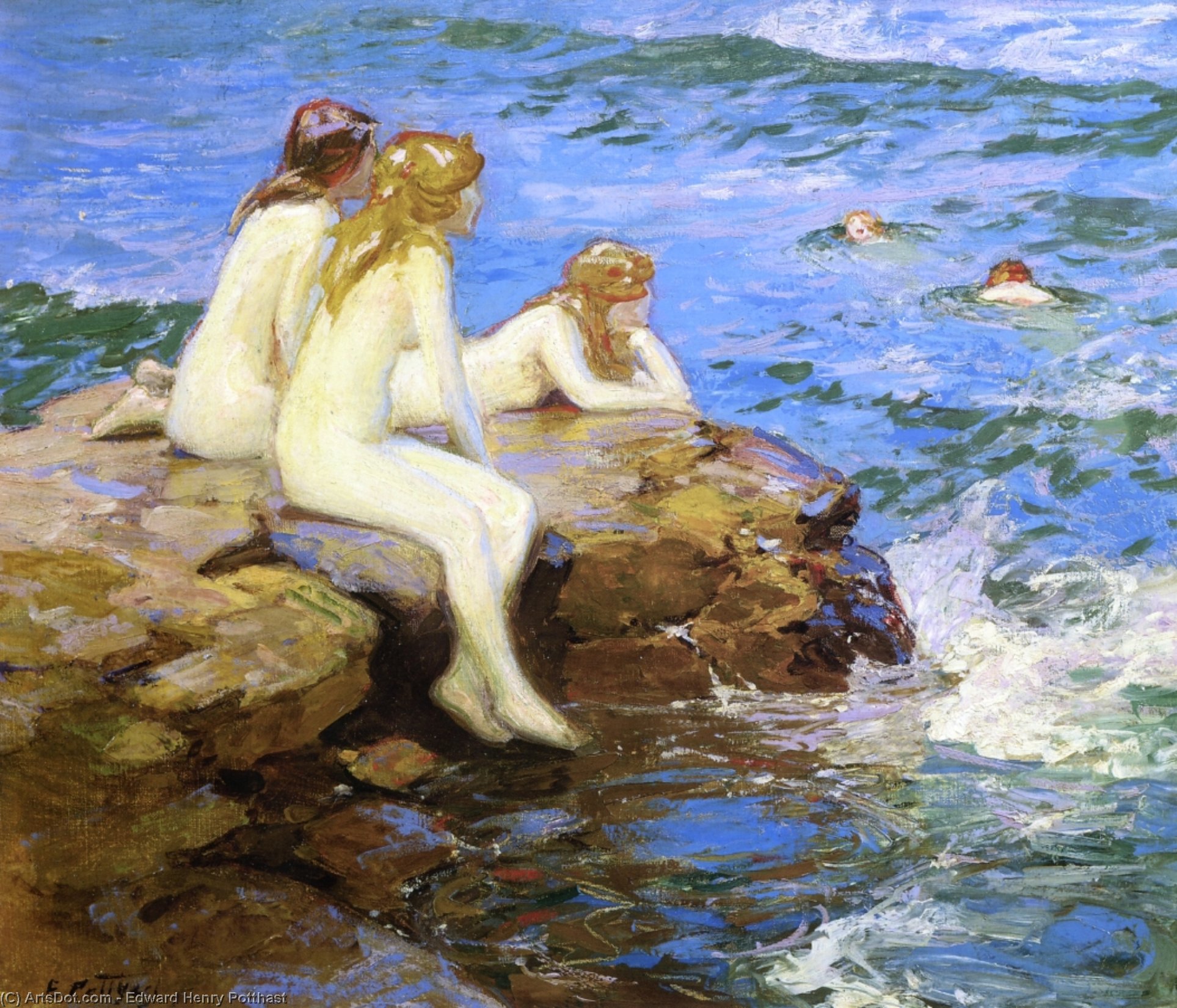 WikiOO.org - Encyclopedia of Fine Arts - Maleri, Artwork Edward Henry Potthast - Sea Numphs