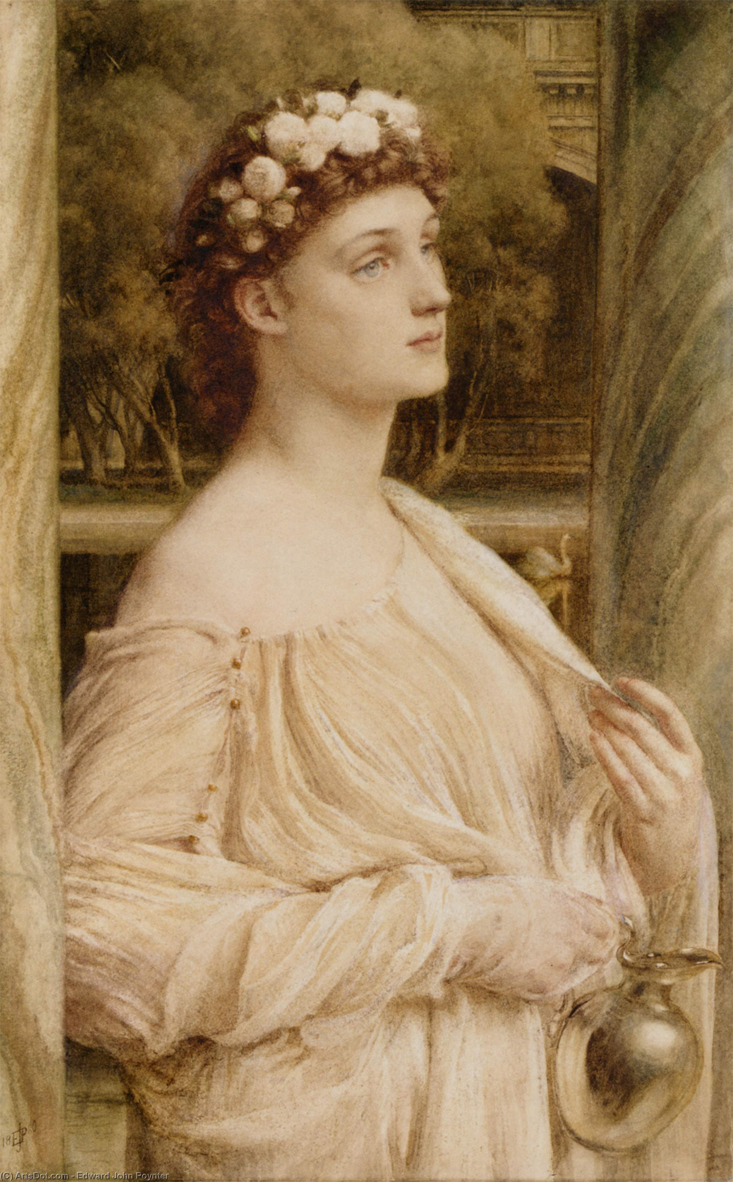 Wikioo.org - The Encyclopedia of Fine Arts - Painting, Artwork by Edward John Poynter - A Vestal Portrait Of Miss Violet Lindsay
