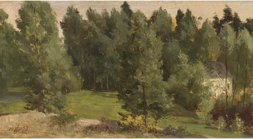 Wikoo.org - موسوعة الفنون الجميلة - اللوحة، العمل الفني Edward John Poynter - A Wooded Landscape