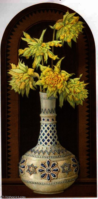 Wikoo.org - موسوعة الفنون الجميلة - اللوحة، العمل الفني Edward John Poynter - Flowers In An Eastern Vase