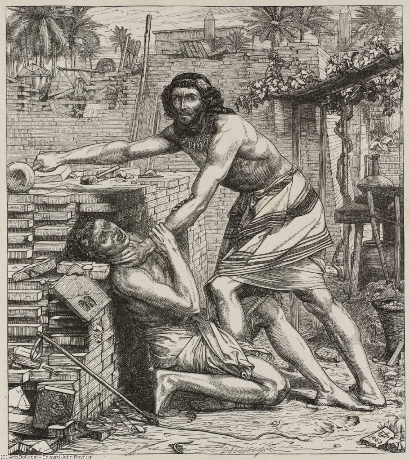 WikiOO.org - Encyclopedia of Fine Arts - Maleri, Artwork Edward John Poynter - Moses Slaying The Egyptians