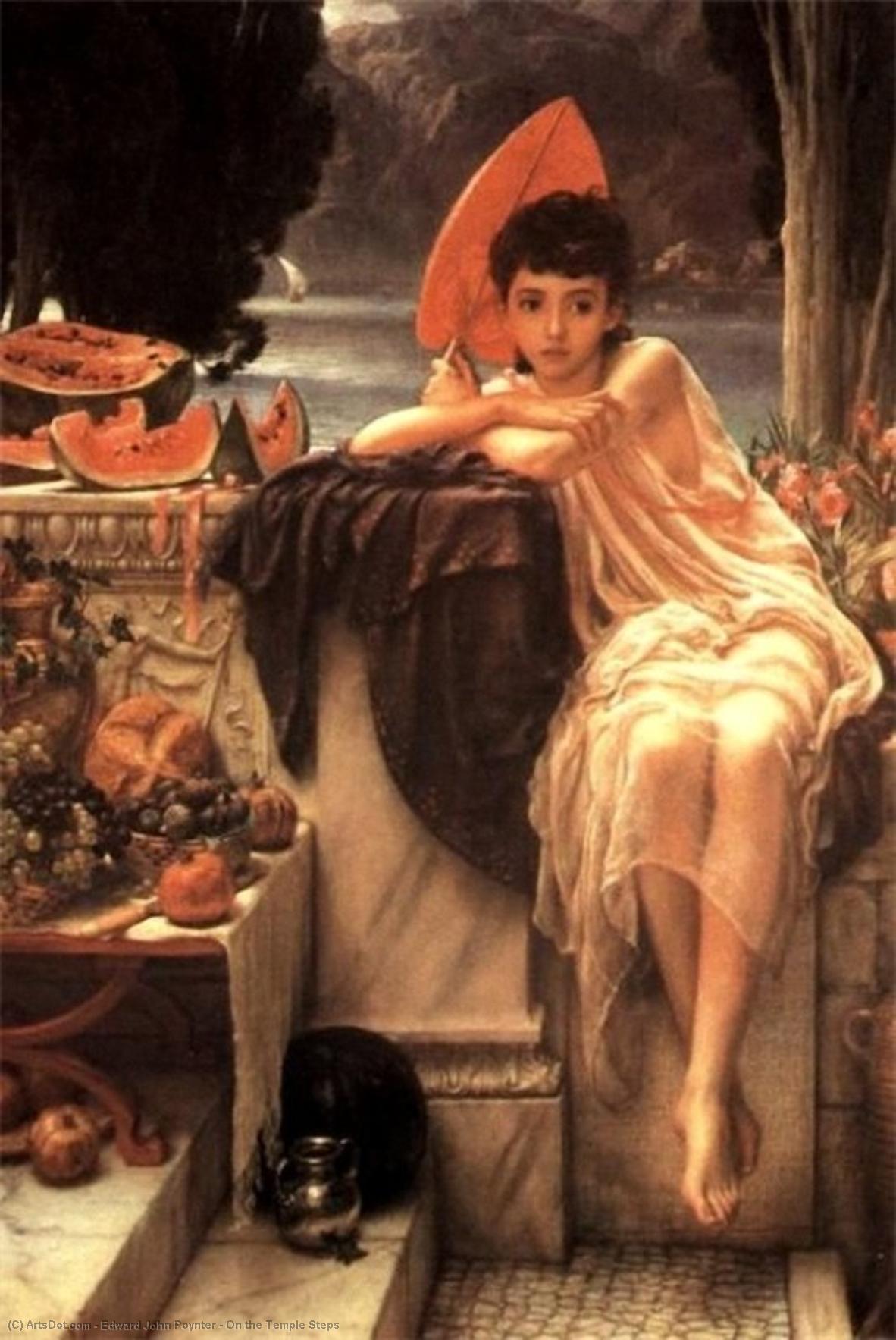 Wikioo.org – L'Encyclopédie des Beaux Arts - Peinture, Oeuvre de Edward John Poynter - Sur les marches du temple