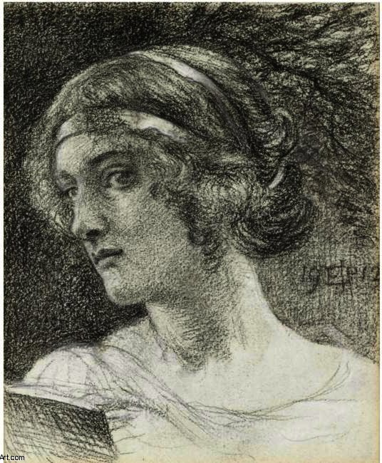 Wikioo.org - The Encyclopedia of Fine Arts - Painting, Artwork by Edward John Poynter - Study Of A Woman's Head