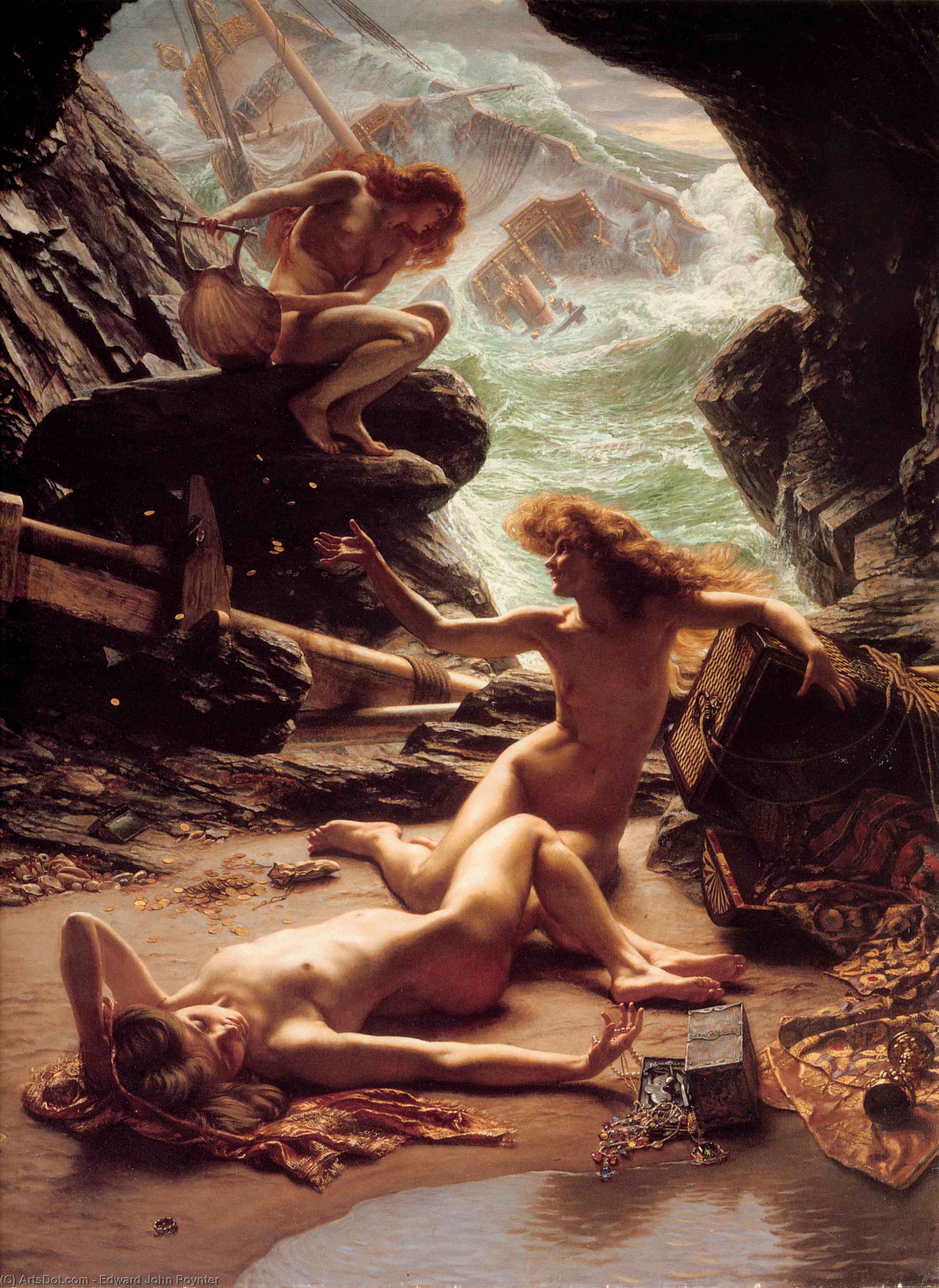 WikiOO.org - 백과 사전 - 회화, 삽화 Edward John Poynter - The Cave Of The Storm Nymphs