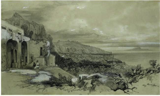 WikiOO.org - Enciclopedia of Fine Arts - Pictura, lucrări de artă Edward Lear - A View Of Sorrento, Italy