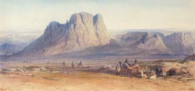 Wikioo.org – La Enciclopedia de las Bellas Artes - Pintura, Obras de arte de Edward Lear - Árabes Acercarse Monte Sinaí