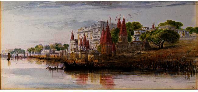 WikiOO.org - Encyclopedia of Fine Arts - Schilderen, Artwork Edward Lear - Benares On The Ganges
