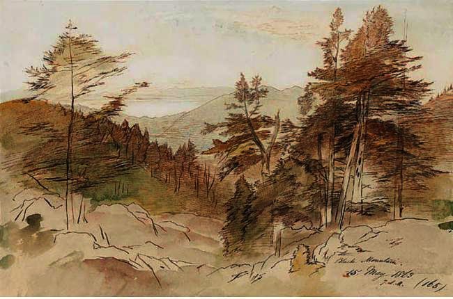 Wikioo.org - The Encyclopedia of Fine Arts - Painting, Artwork by Edward Lear - Black Mountain, Ionian Islands
