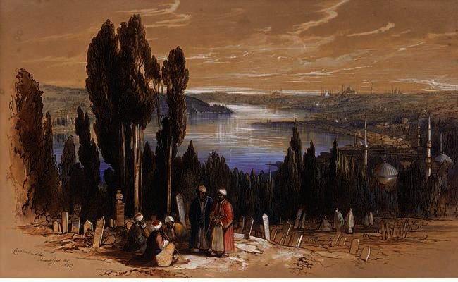WikiOO.org - Encyclopedia of Fine Arts - Maalaus, taideteos Edward Lear - Constantinople From Ayoub 1