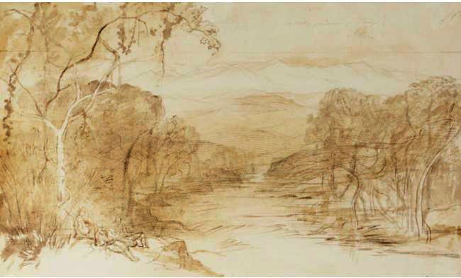 Wikioo.org - The Encyclopedia of Fine Arts - Painting, Artwork by Edward Lear - Flowing Like A Crystal River, Platania, Crete