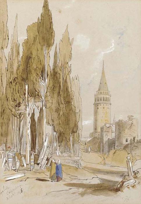 WikiOO.org - Εγκυκλοπαίδεια Καλών Τεχνών - Ζωγραφική, έργα τέχνης Edward Lear - Galata, Constantinople