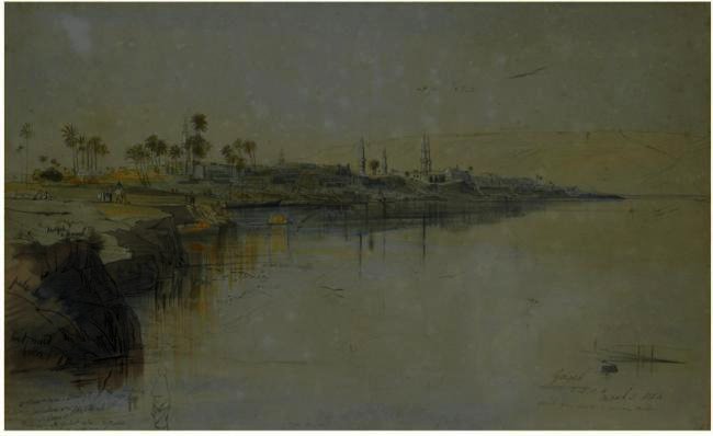 Wikioo.org - The Encyclopedia of Fine Arts - Painting, Artwork by Edward Lear - Girzeh, Egypt