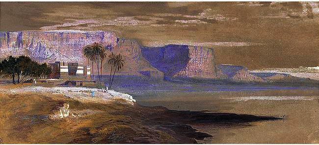 WikiOO.org - Encyclopedia of Fine Arts - Maalaus, taideteos Edward Lear - Kasr Ed Saad, Egypt