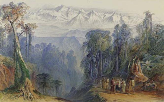 WikiOO.org - Енциклопедия за изящни изкуства - Живопис, Произведения на изкуството Edward Lear - Kinchinjunga From Darjeeling, Himalayas