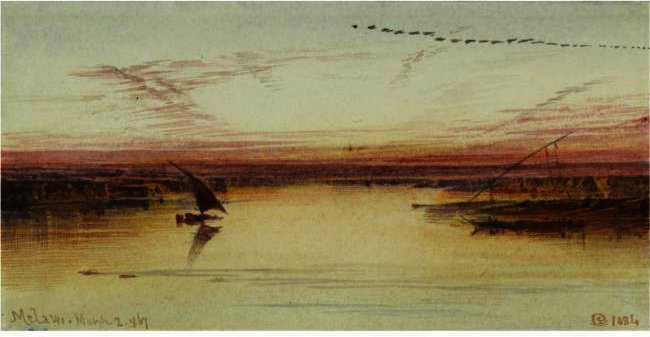 WikiOO.org - Encyclopedia of Fine Arts - Lukisan, Artwork Edward Lear - Melawi, Nile Valley