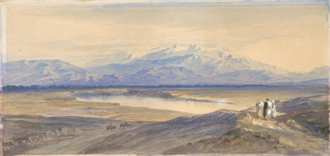 WikiOO.org - Enciclopedia of Fine Arts - Pictura, lucrări de artă Edward Lear - Mount Olympus From Larissa, Thessaly, Greece