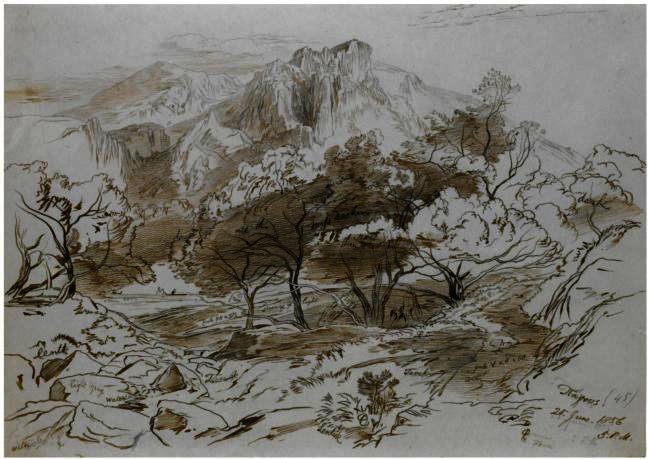 Wikioo.org - The Encyclopedia of Fine Arts - Painting, Artwork by Edward Lear - Pagous, Corfu