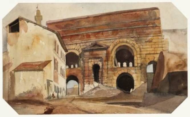 Wikioo.org - The Encyclopedia of Fine Arts - Painting, Artwork by Edward Lear - Porta Maggiore, Rome