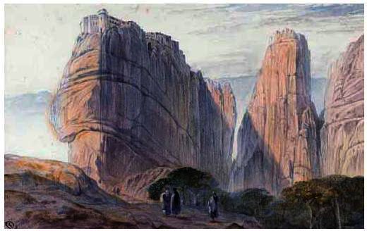 Wikioo.org - The Encyclopedia of Fine Arts - Painting, Artwork by Edward Lear - The Monastery Of Baarlam, Meteora