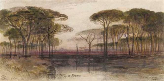 Wikioo.org - The Encyclopedia of Fine Arts - Painting, Artwork by Edward Lear - The Pinetum At Ravenna